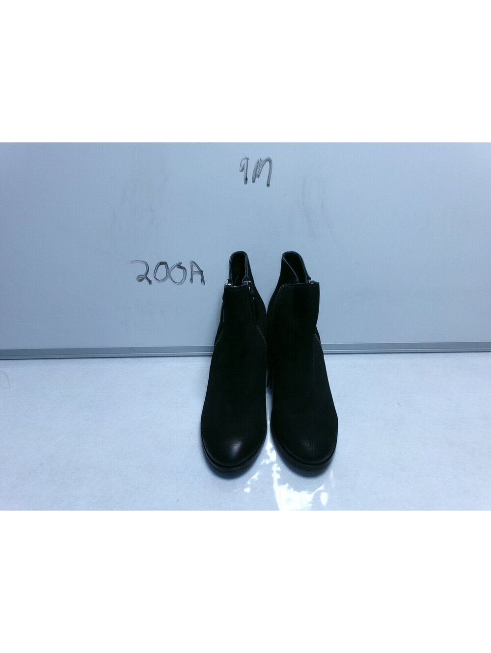 Women's Black Ankle Boots Side Zip Block Heel